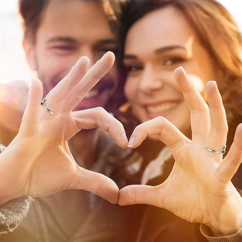 Silver LOVE Hug Ring for Couple Adjustable ZaveriX Silver