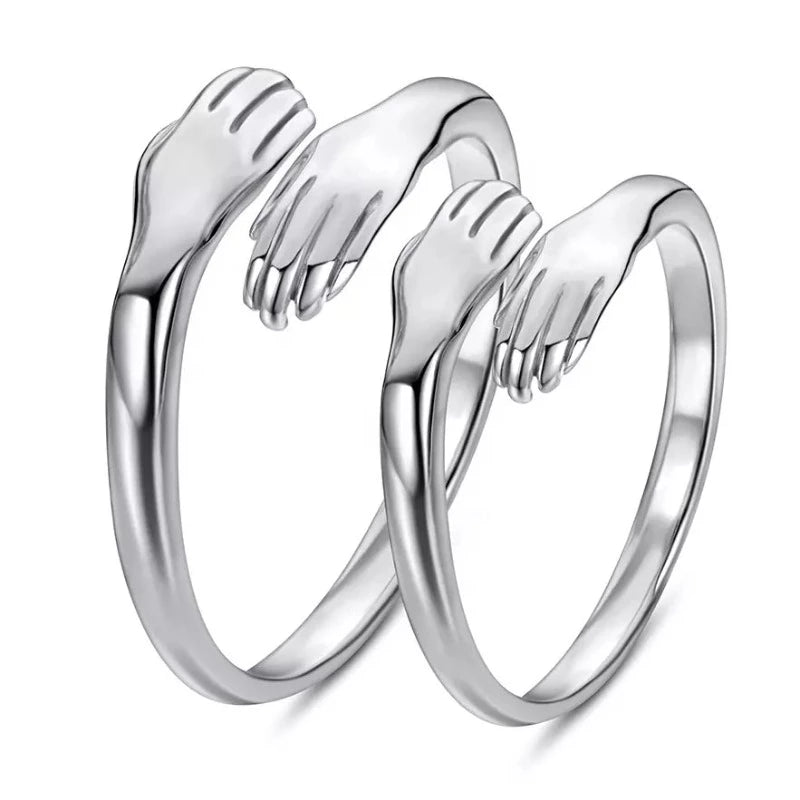 Silver LOVE Hug Ring for Couple - Adjustable – ZaveriX Silver