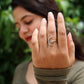 Crescent Moon & Star Silver Ring Silver - Adjustable