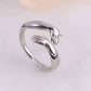 Dainty Love Hugging Silver Ring - Adjustable Gift For Girls