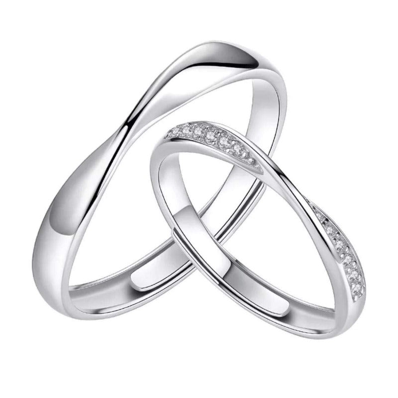 Buy KUNUZ 925 Sterling Silver Adjustable Couple Rings online from Karat Cart