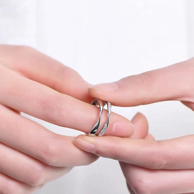 Zircon Hug Rings For Women Stainless Steel Geometric Hug Couple Adjustable  Ring Wedding Christmas Aesthetic Jewelry Gift Anillos