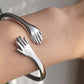 Silver HUGGING HAND Bracelet - Adjustable