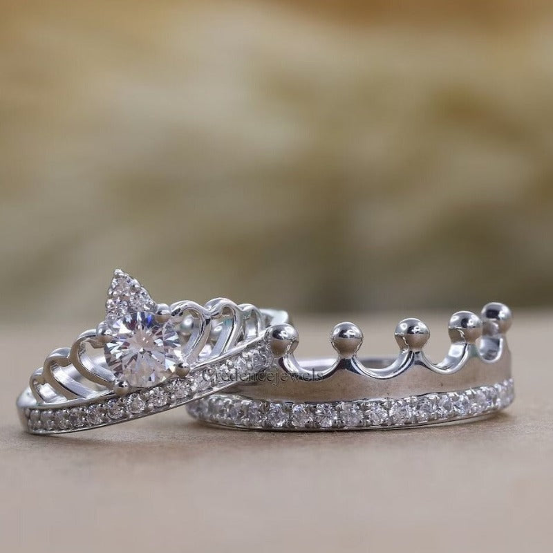 King & Queen Silver Couple Rings