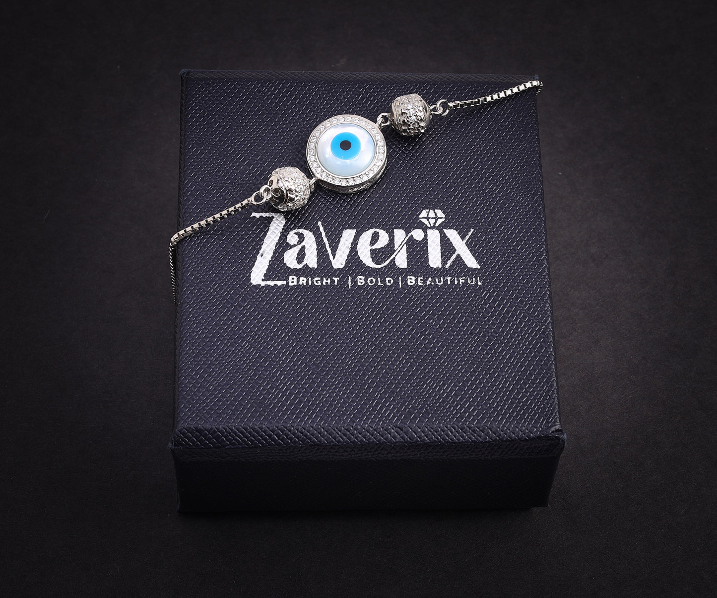 Evil Eye Bracelet Silver - Adjustable Drawstring Bracelet