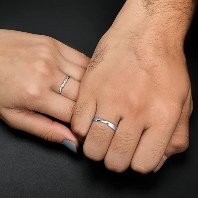 Silver Endearing Couple Rings