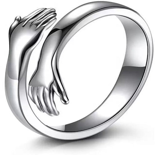 Men & Boys SILVER LOVE HUG RING Gift For him.