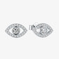 Sparkling White Stones Eye Shaped Evil Eye Silver Stud Earrings