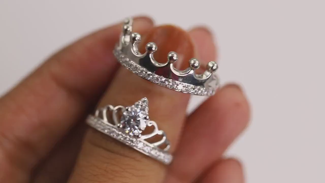 King & Queen ring, crown ring set,gold crown ring,sterling silver crown ring,promise  rings,crown rings for women – UNIQUENEWLINE