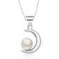 Silver Pearl & Crescent Moon Pendant with Chain