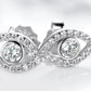 Sparkling White Stones Eye Shaped Evil Eye Silver Stud Earrings