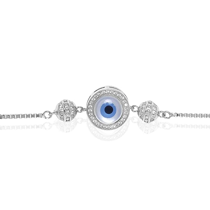 Evil Eye Bracelet Silver - Adjustable Drawstring Bracelet