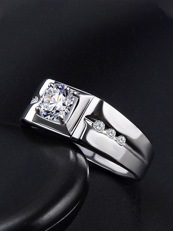 Special Design Zircon Red Blue Stone Engraved Silver Mens Ring » Anitolia