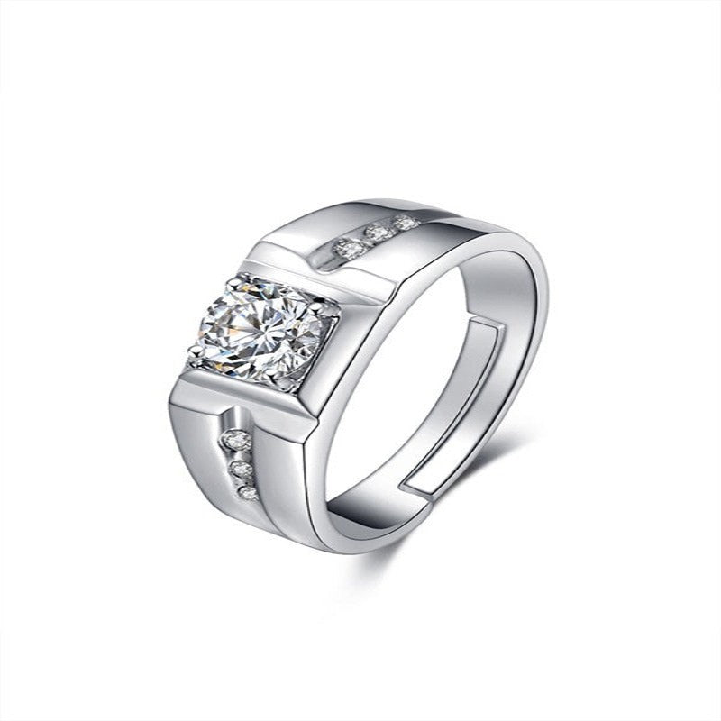 Silver Couple Rings Cubic Zirconia